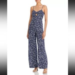 AQUA Bloomingdale’s Floral Wide-Leg Jumpsuit | Size S Floral Blue Jumpsuit